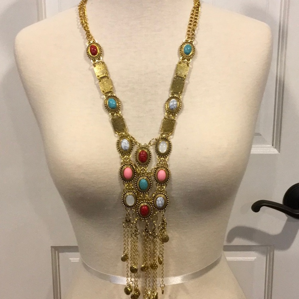Beautiful Boho Style Necklace In Antique Gold